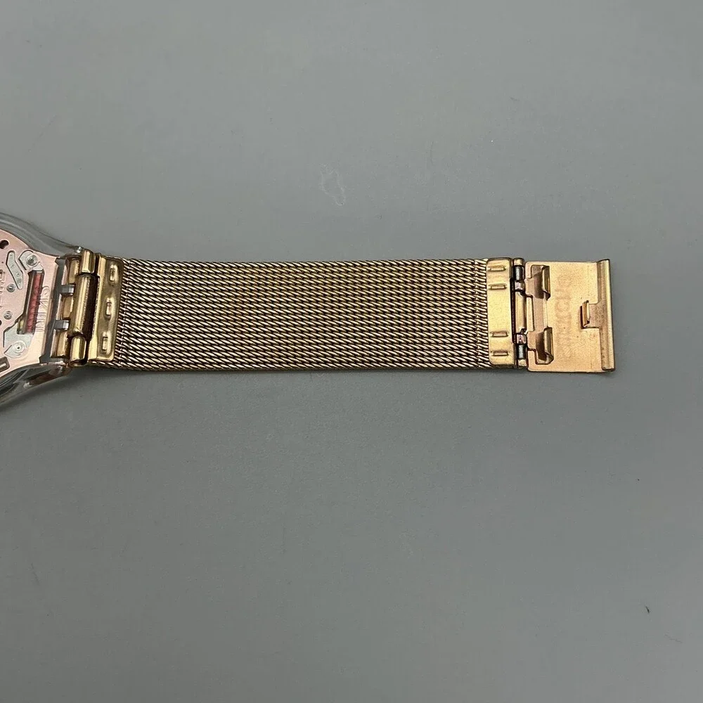 Swatch Hello Darling Womens Watch 33mm Rose Gold Tone Mesh New Battery